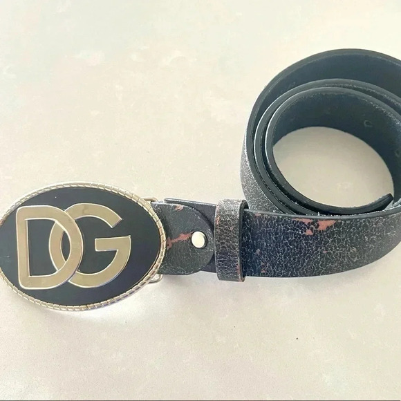 DG BROWN LEATHER Y2K BUCKLE  BELT 39” LONG - Picture 3 of 9